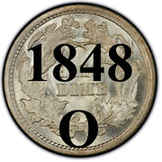 1848-O Seated Half Dime , Type 2 "Stars on Obverse"