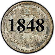 1848 Seated Half Dime , Type 2 "Stars on Obverse"