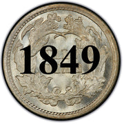 1849 Seated Half Dime , Type 2 "Stars on Obverse"