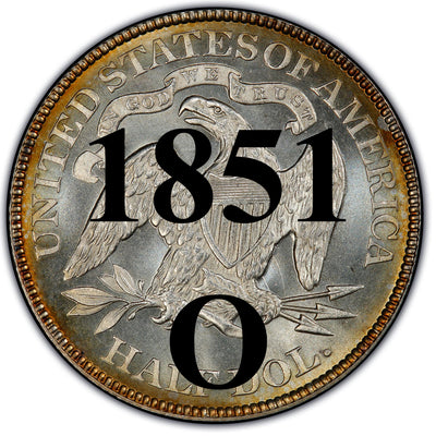 1851-O Seated Liberty Half Dollar , Type 1 