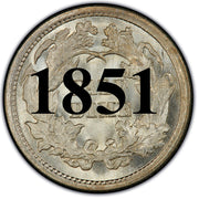 1851 Seated Half Dime , Type 2 "Stars on Obverse"