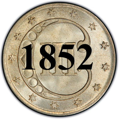 1852 Three Cent Silver Piece , Type 1 