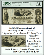 1852 $5 Columbia Bank of Washington, DC #007