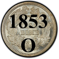 1853-O "No Arrows" Seated Half Dime , Type 2 "Stars on Obverse"