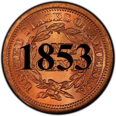 1853 Coronet Braided Hair Large Cent