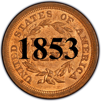 1853 Braided Hair Half Cent- VG Details