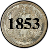 1853 "With Arrows" Seated Half Dime , Type 3 "Arrows at Date"