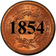 1854 Coronet Braided Hair Large Cent