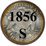 1856-S Seated Liberty Half Dollar , Type 1 "Obverse Stars No Motto"