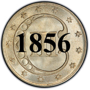 1856 Three Cent Silver Piece , Type 2 "3 Outlines of Star"