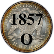 1857-O Seated Liberty Half Dollar , Type 1 "Obverse Stars No Motto"