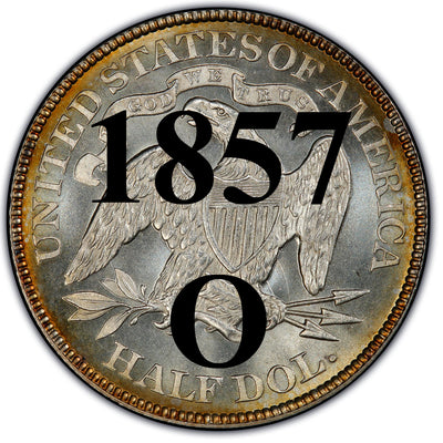 1857-O Seated Liberty Half Dollar , Type 1 
