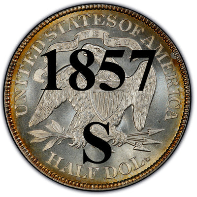 1857-S Seated Liberty Half Dollar , Type 1 