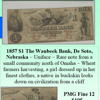 1857 $1 The Waubeek Bank, De Soto, Nebraska #030