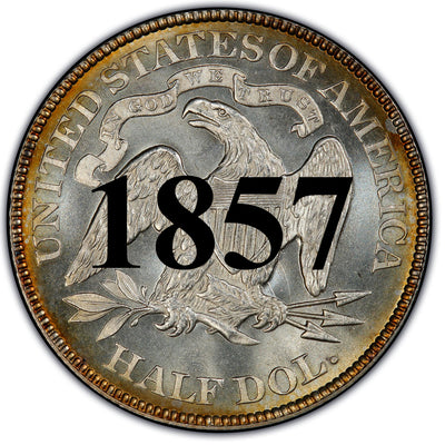 1857 Seated Liberty Half Dollar , Type 1 