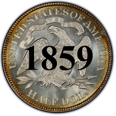 1859 Seated Liberty Half Dollar , Type 1 