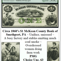 Circa 1860's $1 McKean County Bank of Smethport, PA #141