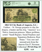 1861 $2 City Bank of Augusta, GA #135