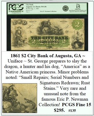 1861 $2 City Bank of Augusta, GA #135