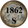 1862-S Seated Liberty Half Dollar , Type 1 "Obverse Stars NO Motto"