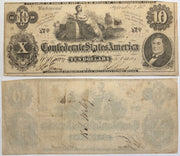 1862 $10 (T-46) Richmond, Virginia - Uniface - Confederate Currency -
