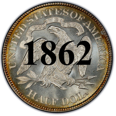 1862 Seated Liberty Half Dollar , Type 1 