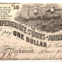 1863 $1 (T-44) Richmond, Virginia - Confederate Currency -