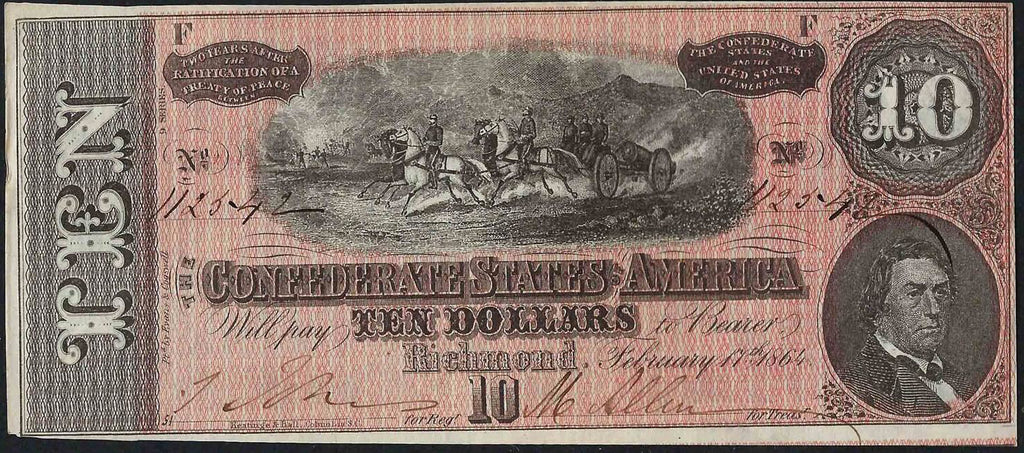 1864 $10 (T-68) Richmond, Virginia - Confederate Currency -