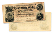 1864 $500 Richmond, Virginia Confederate Currency