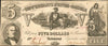 1864 $5 (T-37) Richmond, Virginia - Uniface - Confederate Currency -