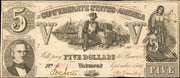 1864 $5 (T-37) Richmond, Virginia - Uniface - Confederate Currency -
