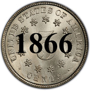1866 Shield Nickel "With Rays on Reverse"