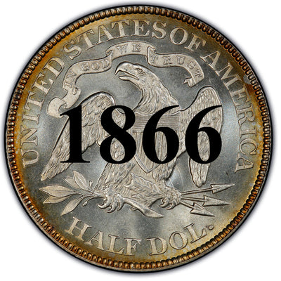 1866 Seated Liberty Half Dollar , Type 4 