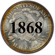 1868 Seated Liberty Half Dollar , Type 4 "With Motto"