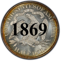 1869 Seated Liberty Half Dollar , Type 4 "With Motto"