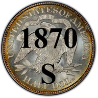 1870-S Seated Liberty Half Dollar , Type 4 "With Motto"