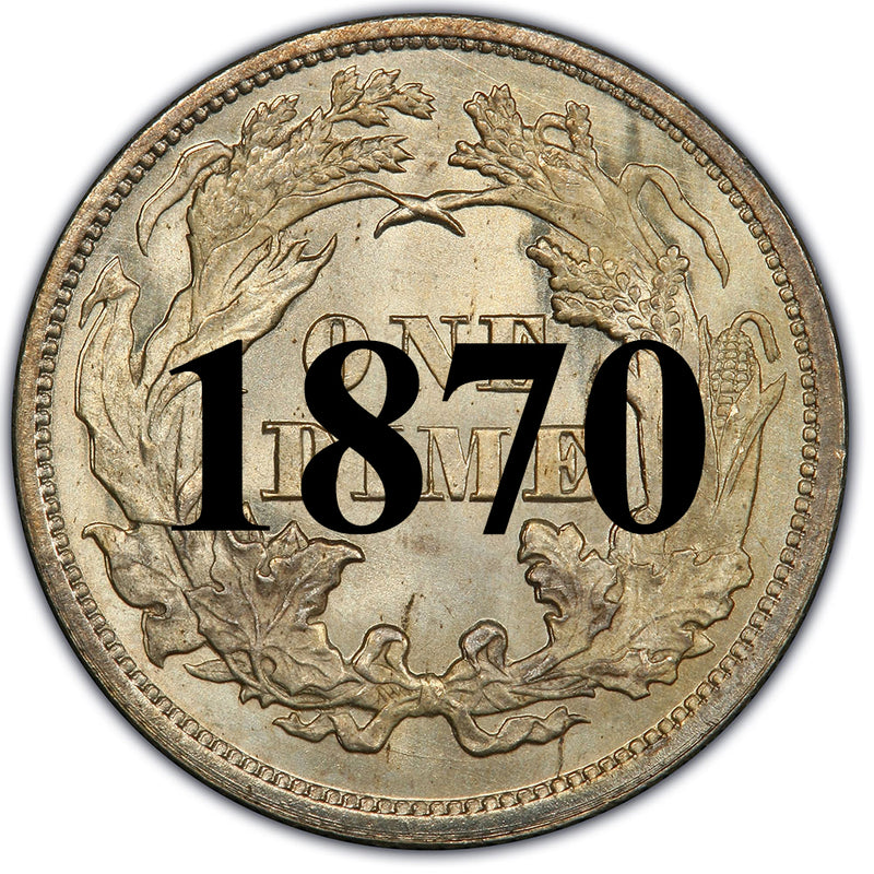 めめページペリ＋ラプ 1870 Seated Liberty Dime , Type 4 