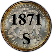 1871-S Seated Liberty Half Dollar , Type 4 "With Motto"