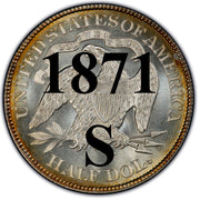 1871-S Seated Liberty Half Dollar , Type 4 "With Motto"