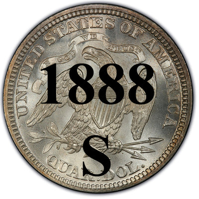 1888-S Seated Liberty Quarter , Type 4 