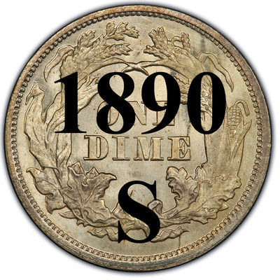 1890-S Seated Liberty Dime , Type 4 