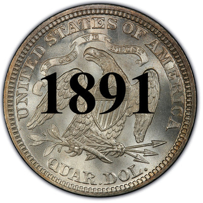 1891 Seated Liberty Quarter , Type 4 