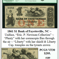 1861 $1 Bank of Fayetteville, NC #189