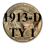 1913-D TYPE 1 Buffalo Nickel