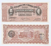 1915 Mexico Revolution 20 Pesos “Chihuahua/Revolution” Size: Large    ~ World Currency