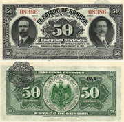 1915 Mexico 50 Centavos "Revolutionary money of Senora State"  Size: Small Grade:UNC World Currency