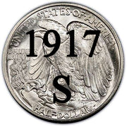 1917-S Obverse MM Walking Liberty Half Dollar