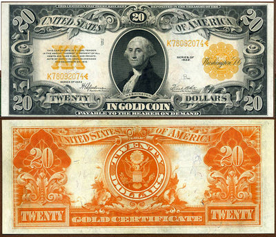 1922 $20 Gold Certificate