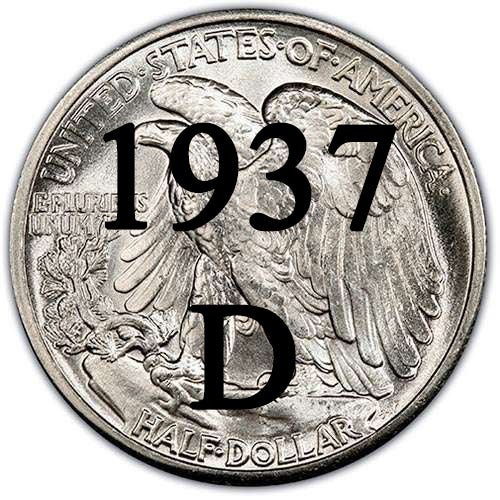 1937 D Walking Liberty Half Dollar Palm Island