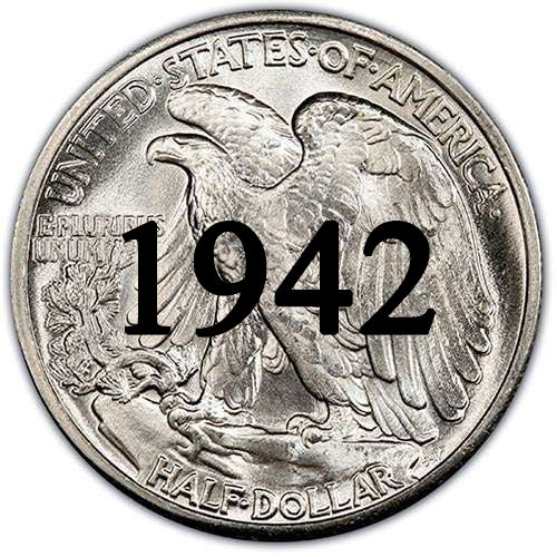 1942 Walking Liberty Half Dollar Palm Island